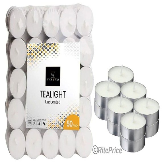 50PCS (1 Pack) Tealight Unscented White Candles 2.5 Hour Burn Time Dripless -New - Picture 11 of 11
